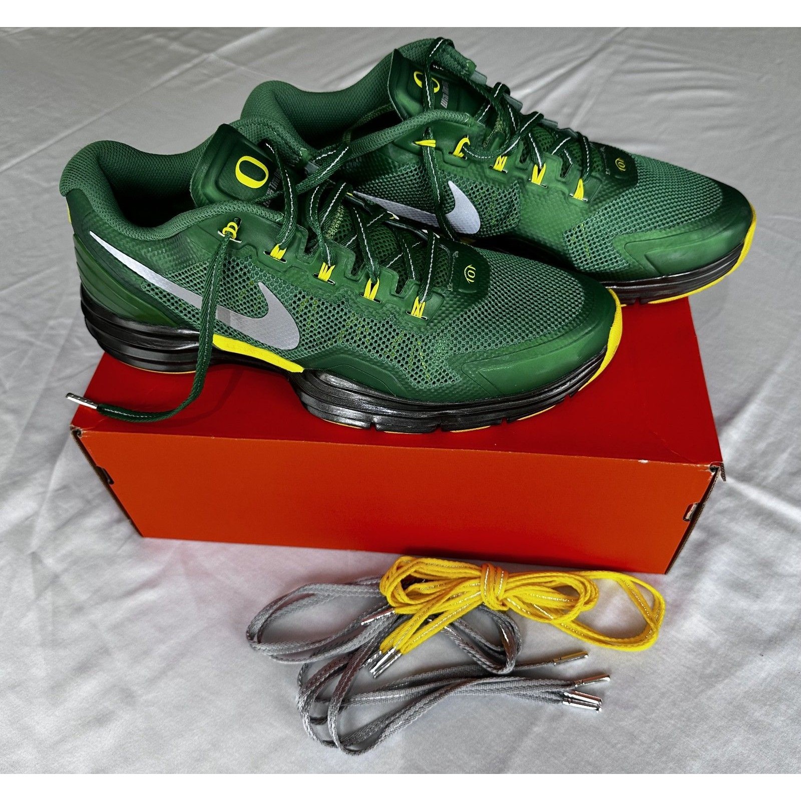 Nike Lunar Tr1 Oregon Ducks Size 12 Running Shoes Green Yellow With Box Laces